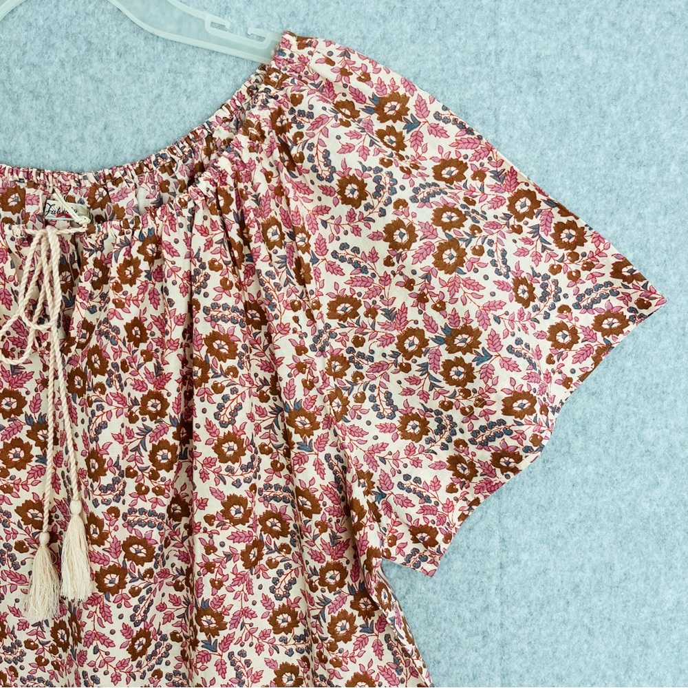 Faherty Womens Top Small Florence Earth Block Floral Boho Organic Cotton NWT - Picture 6 of 15